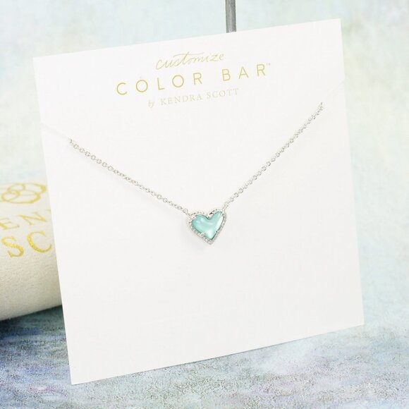 Kendra Scott Ari Heart Light Blue Illusion necklace Silver Tone March - Picture 3 of 6